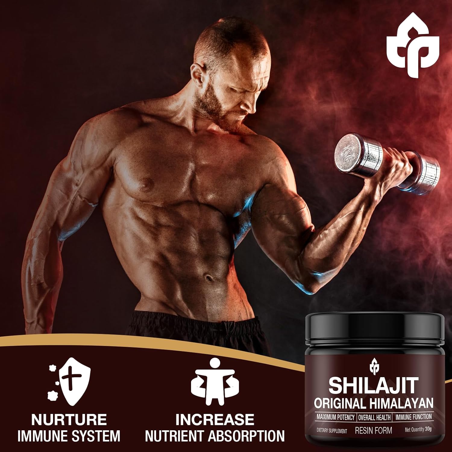 Organic Shilajit Resin Gold Grade Supplement for Energy & Immune Support, 100% Pure Himalayan Shilajit with 85+ Trace Minerals, Fulvic Acid, 30g (Unflavored)