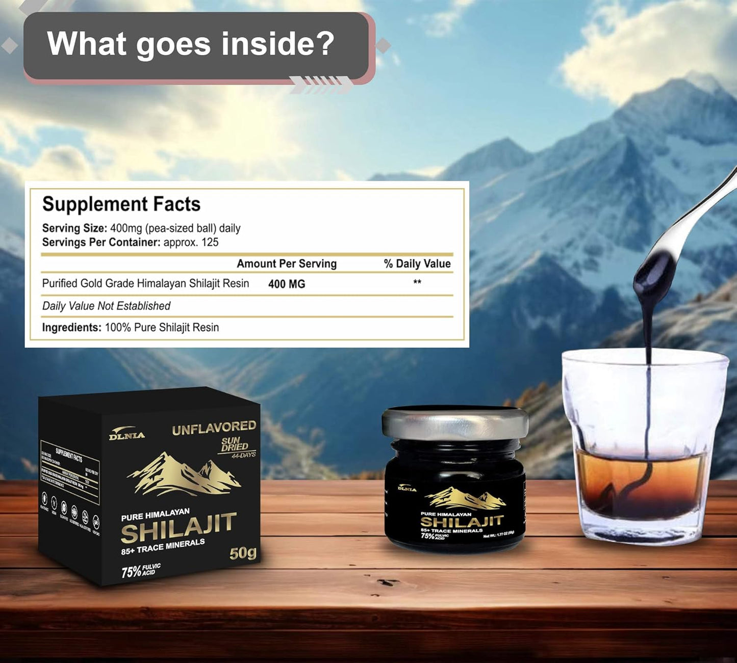 Organic Shilajit Resin Supplement - Pure Himalayan Gold+ Grade with 85+ Trace Minerals, 75% Fulvic Acid, Energy & Immune Support - 50g