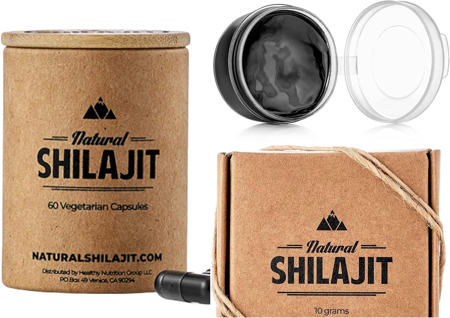 Organic Shilajit Resin Supplement with Fulvic Acid & Trace Minerals - 60 Capsules - 10g - Natural Plant-Based Nutrients - 1-2 Month Supply