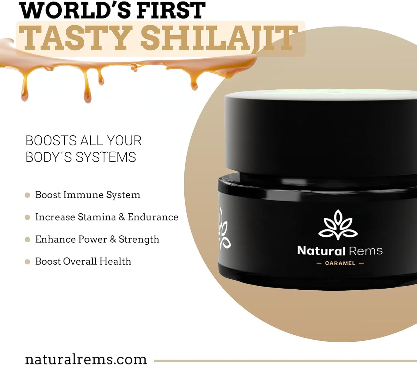 Organic Shilajit Supplement with Caramel Flavor - Pure Himalayan Fulvic Acid for Energy and Focus - Holistic Health Boost