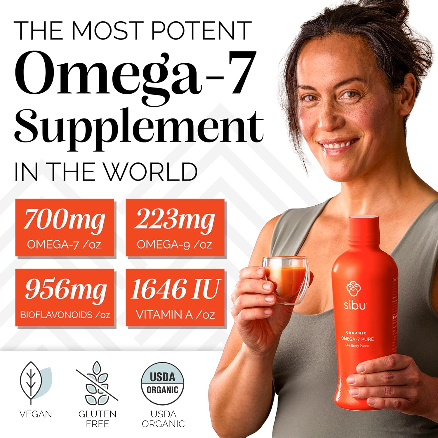 Organic Sibu Omega 7 Pure Sea Buckthorn Juice - 32 oz, Boosts Immunity, Cardiovascular Health, Skin, Hair, Nails