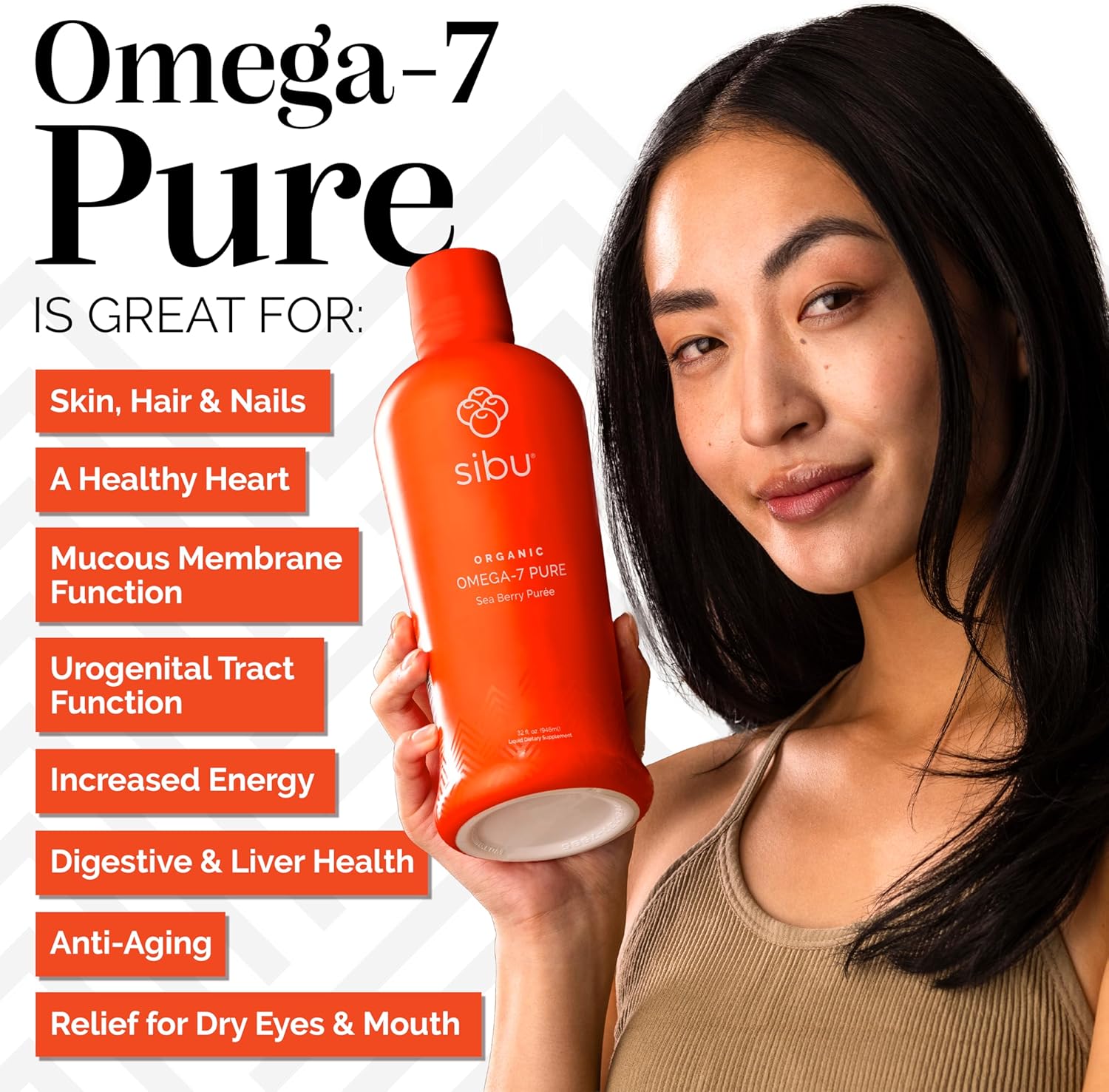 Organic Sibu Omega 7 Pure Sea Buckthorn Juice - 32 oz, Boosts Immunity, Cardiovascular Health, Skin, Hair, Nails