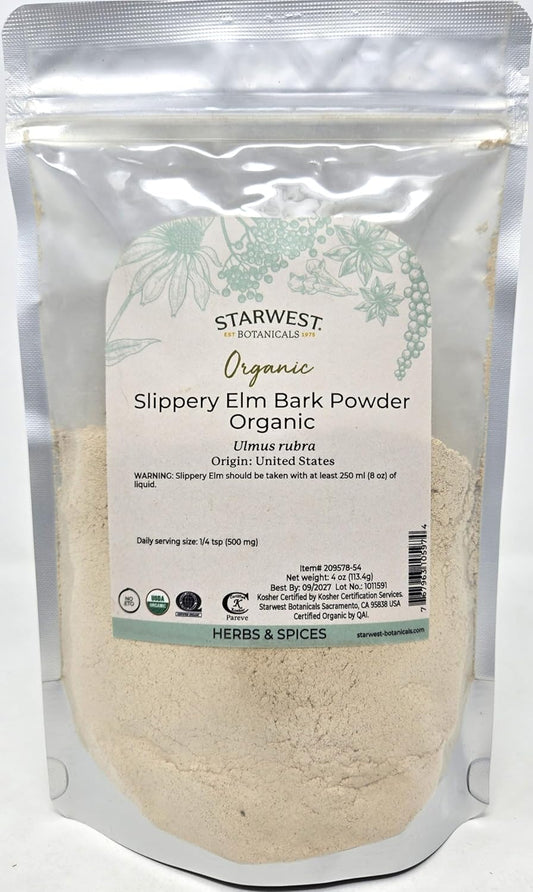 Organic Slippery Elm Bark Powder - 4 Oz by Starwest Botanicals