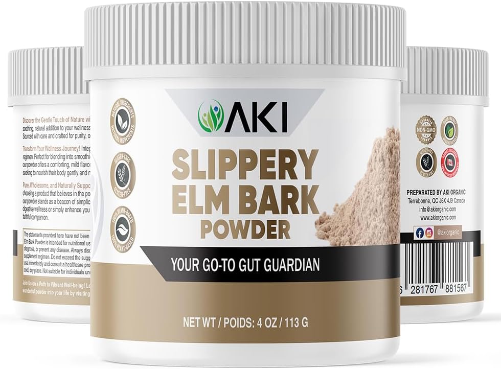 Organic Slippery Elm Bark Powder - Plant-Based Protein for Digestive Wellness & Throat Comfort - Vegan, Gluten-Free, Non-GMO (4oz/113g)