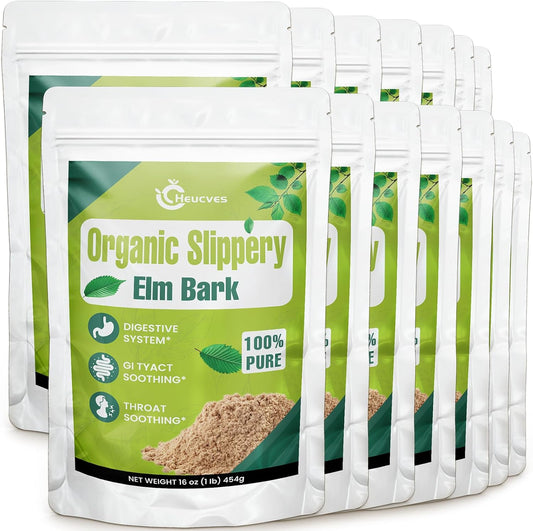 Organic Slippery Elm Powder - 14 Packs of Inner Bark Made Heucves Slippery Elm Bark