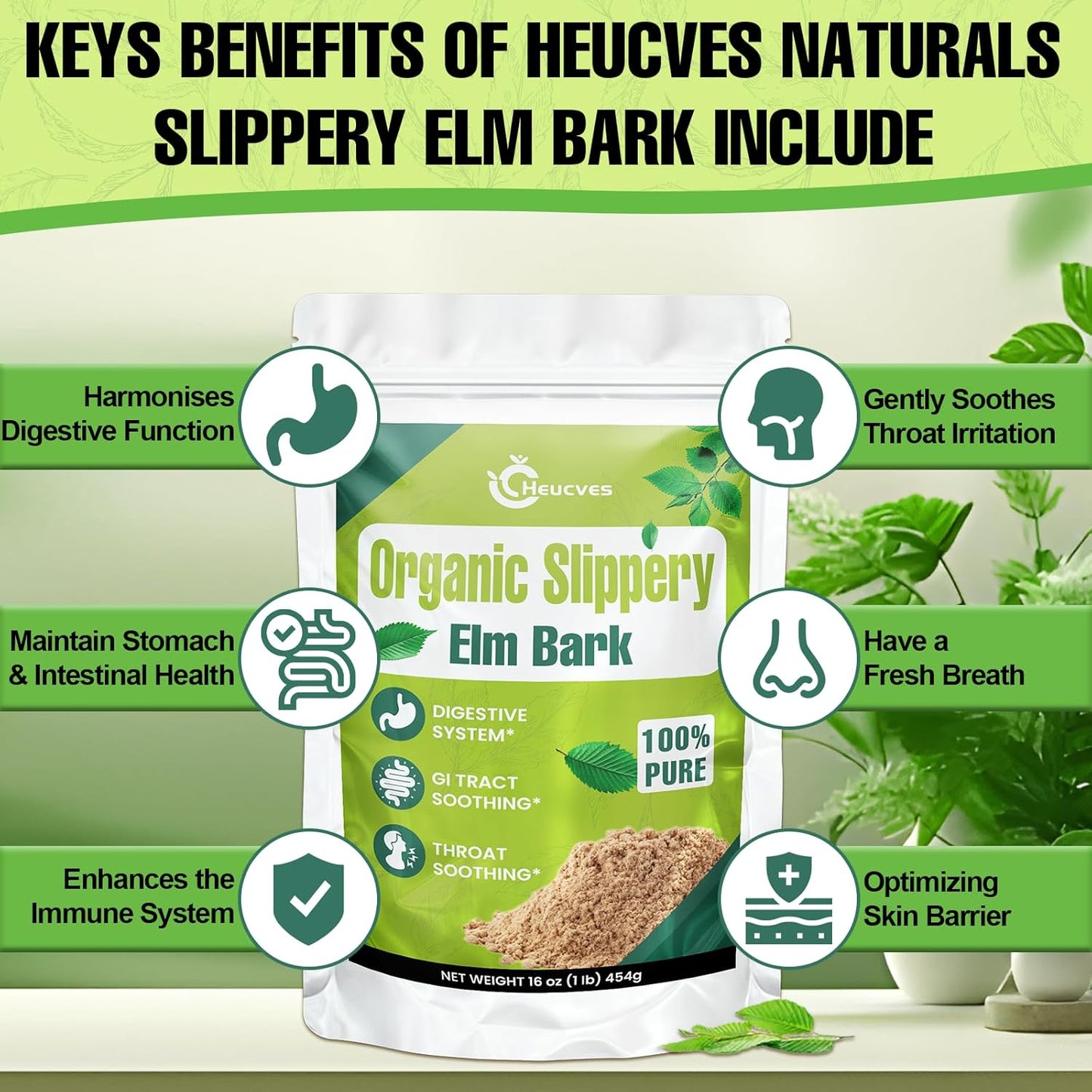 Organic Slippery Elm Powder - 14 Packs of Inner Bark Made Heucves Slippery Elm Bark