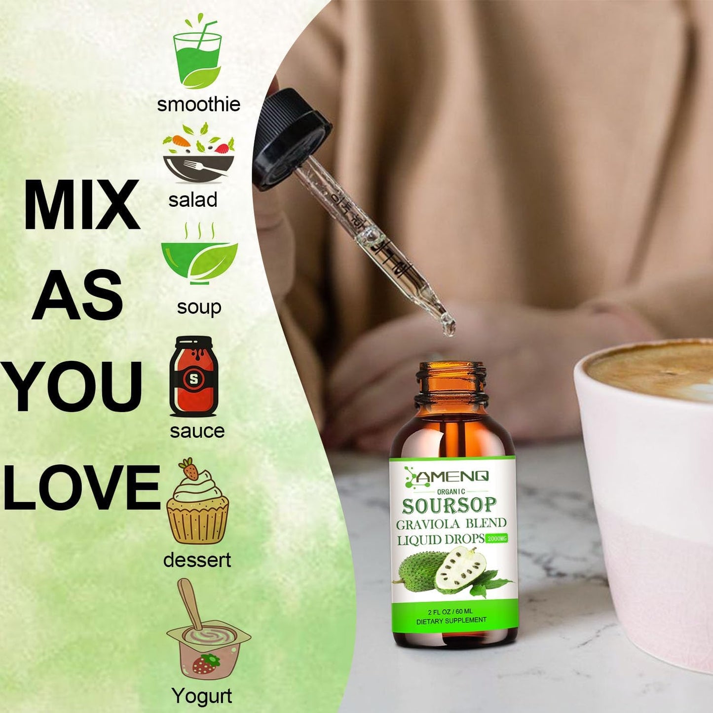 Organic Soursop Bitters Liquid with Multivitamin Drops - Immune & Energy Support