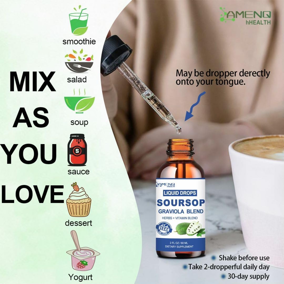 Organic Soursop Bitters Liquid with Sea Moss, Elderberry, Multivitamin & Zinc - 16-in-1 Soursop Oil for Skin, Cell Support, Antioxidant, Immune Booster - Pineapple Flavor - 2 Fl/Oz