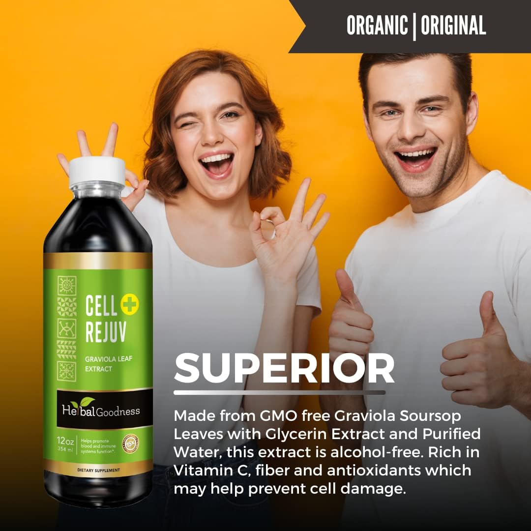 Organic Soursop Extract 12oz - 15X Concentrate, Promotes Cell Renewal, Immunity Boost, Sleep Support - Kosher - USA Made