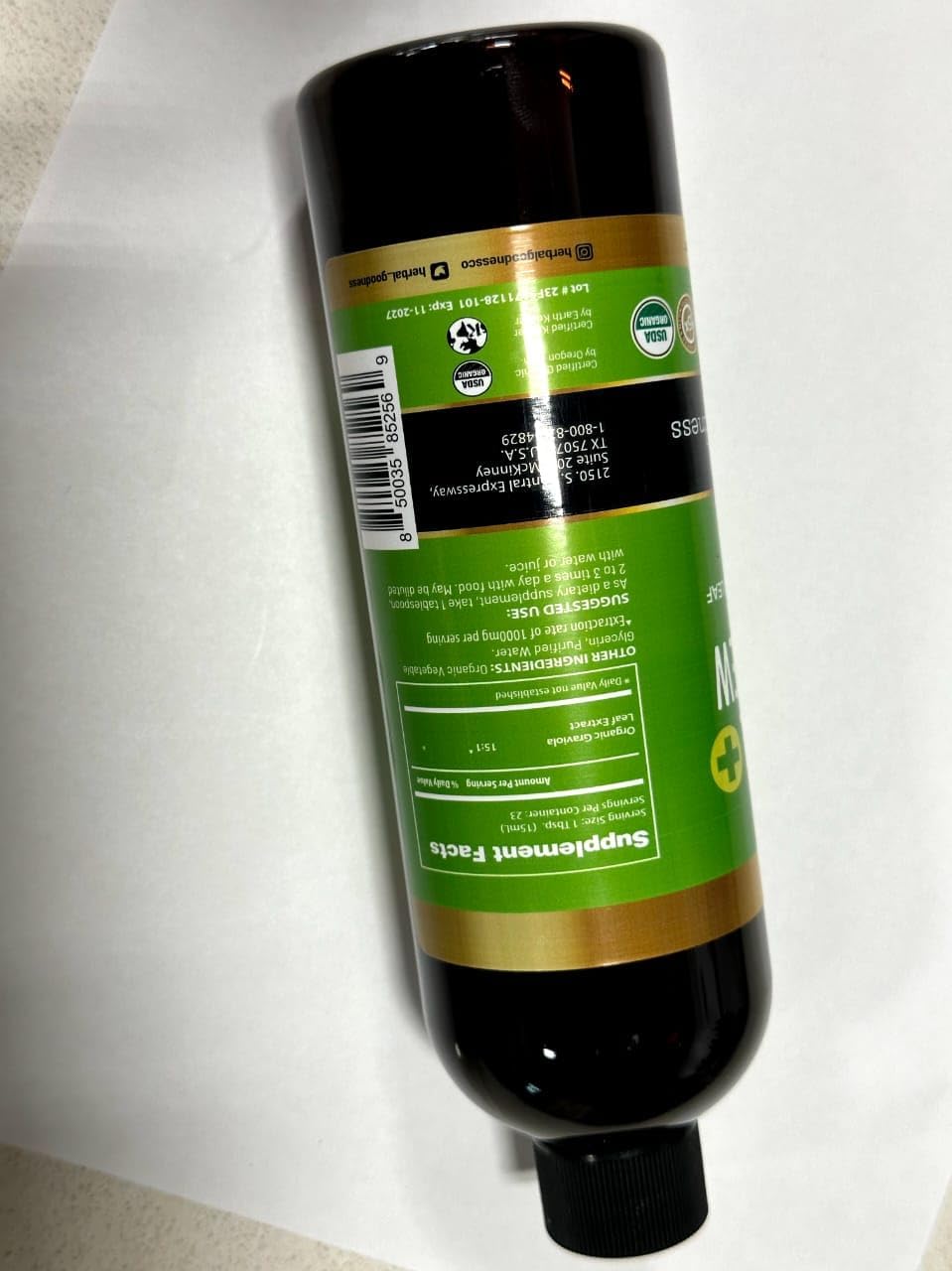 Organic Soursop Extract 12oz - 15X Concentrate, Promotes Cell Renewal, Immunity Boost, Sleep Support - Kosher - USA Made