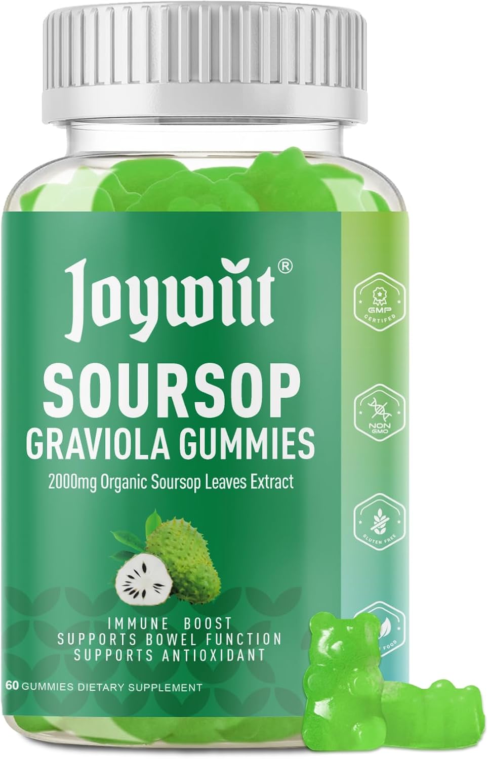 Organic Soursop Graviola Gummies - 2000mg Extract for Immune Support, Antioxidant Boost, Digestive Health - Vegan, Non-GMO - with Vitamin C & Magnesium Glycinate