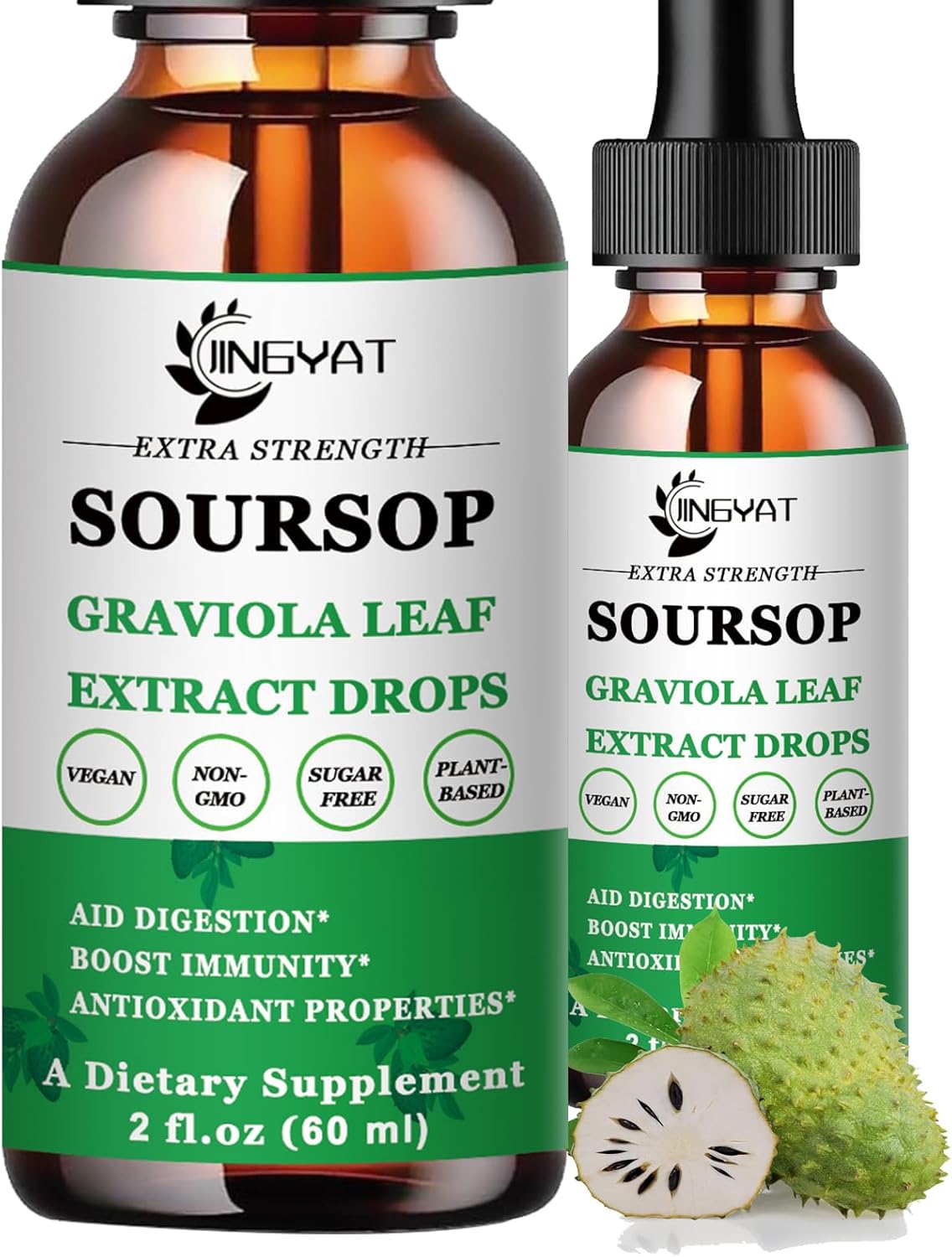 Organic Soursop Graviola Liquid Drops for Cell Support, Immune Boost - Alcohol & Sugar Free Supplement with Highly Bioavailable Extract from Graviola Leaves
