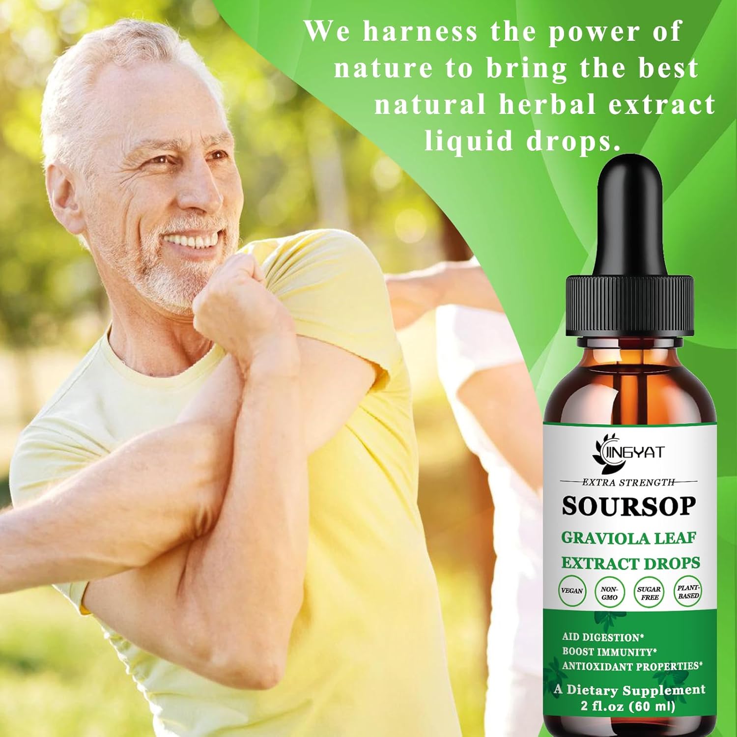 Organic Soursop Graviola Liquid Drops for Cell Support, Immune Boost - Alcohol & Sugar Free Supplement with Highly Bioavailable Extract from Graviola Leaves