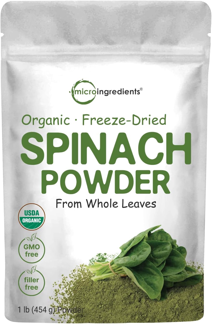 Organic Spinach Powder - 1lb, Freeze Dried from Whole Leaf, Rich in Thylakoids & Chlorophyll - Non-GMO, Vegan-Friendly, Multivitamin-Rich - BoostGo Australia