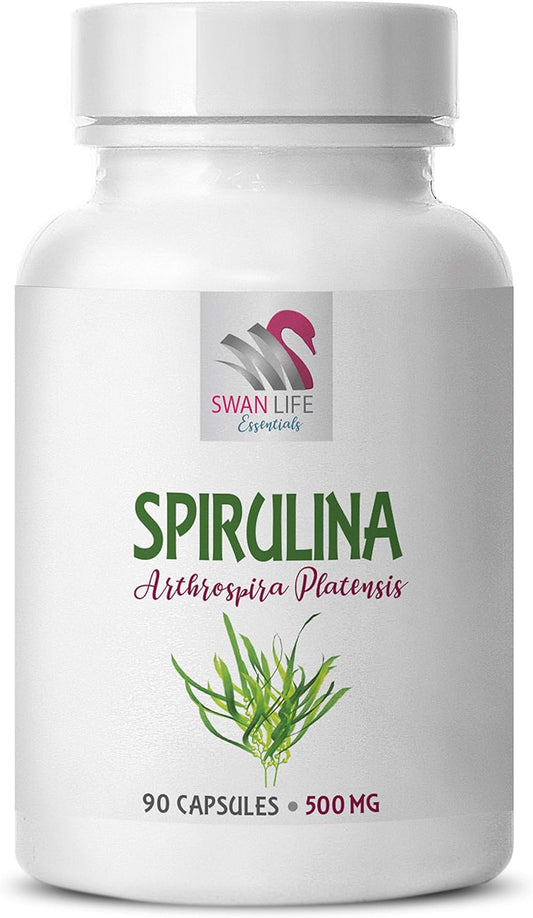 Organic Spirulina and Chlorella Capsules for Energy Boost - 500mg Tablets and Powder - Herbal Supplement