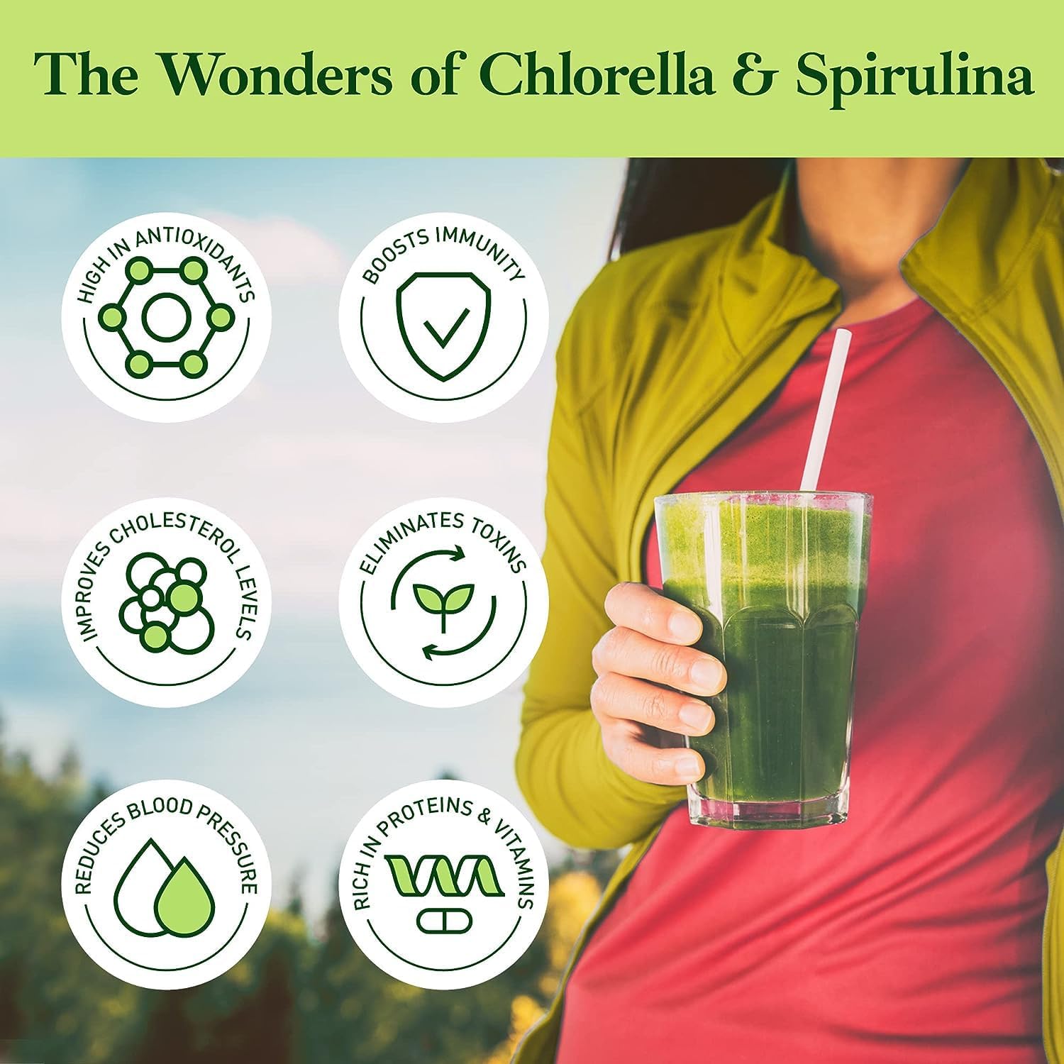 Organic Spirulina and Chlorella Powder 50/50 Mix - 3 Month Supply - Vegan & Non-GMO Blend