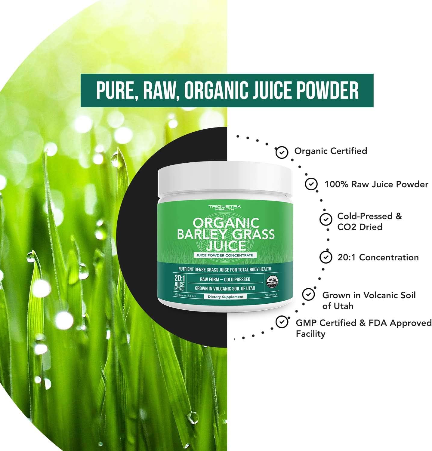 Organic Spirulina & Barley Grass Juice Powder Bundle - 8 oz. & 5.3 oz. - Triquetra Health