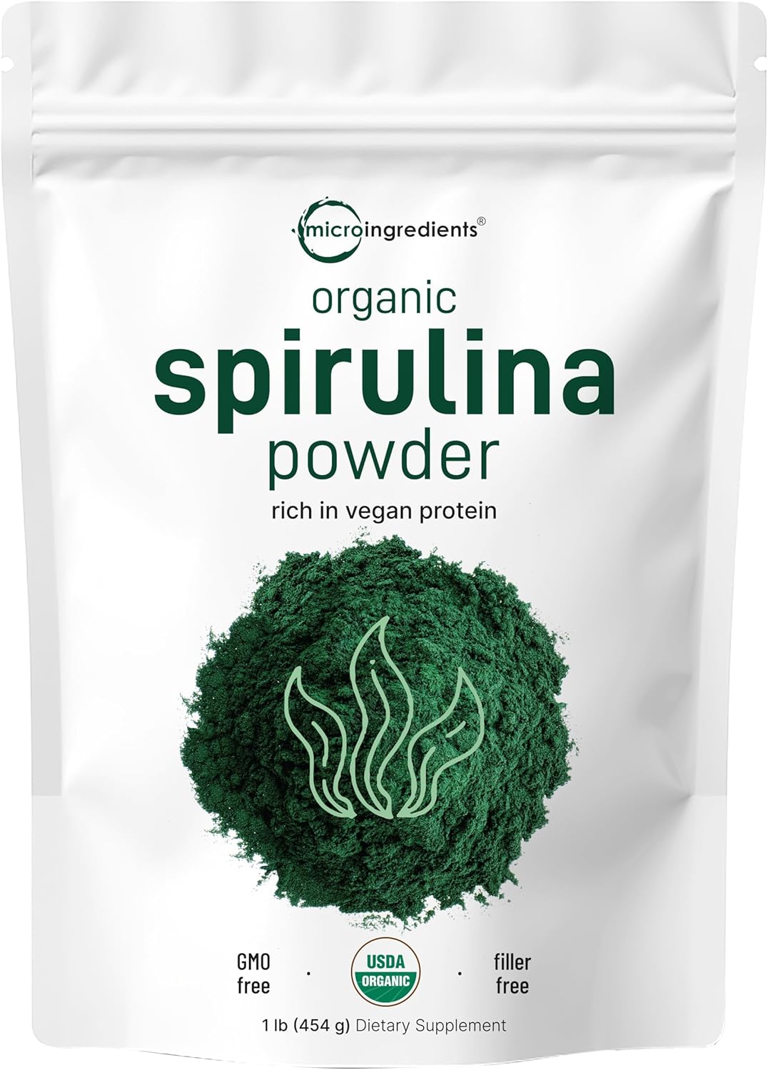 Organic Spirulina & Barley Grass Powder Bundle - Raw Superfoods, Rich in Protein, Fibers, Minerals, Vitamins - 2 Pack, 1lb & 16oz