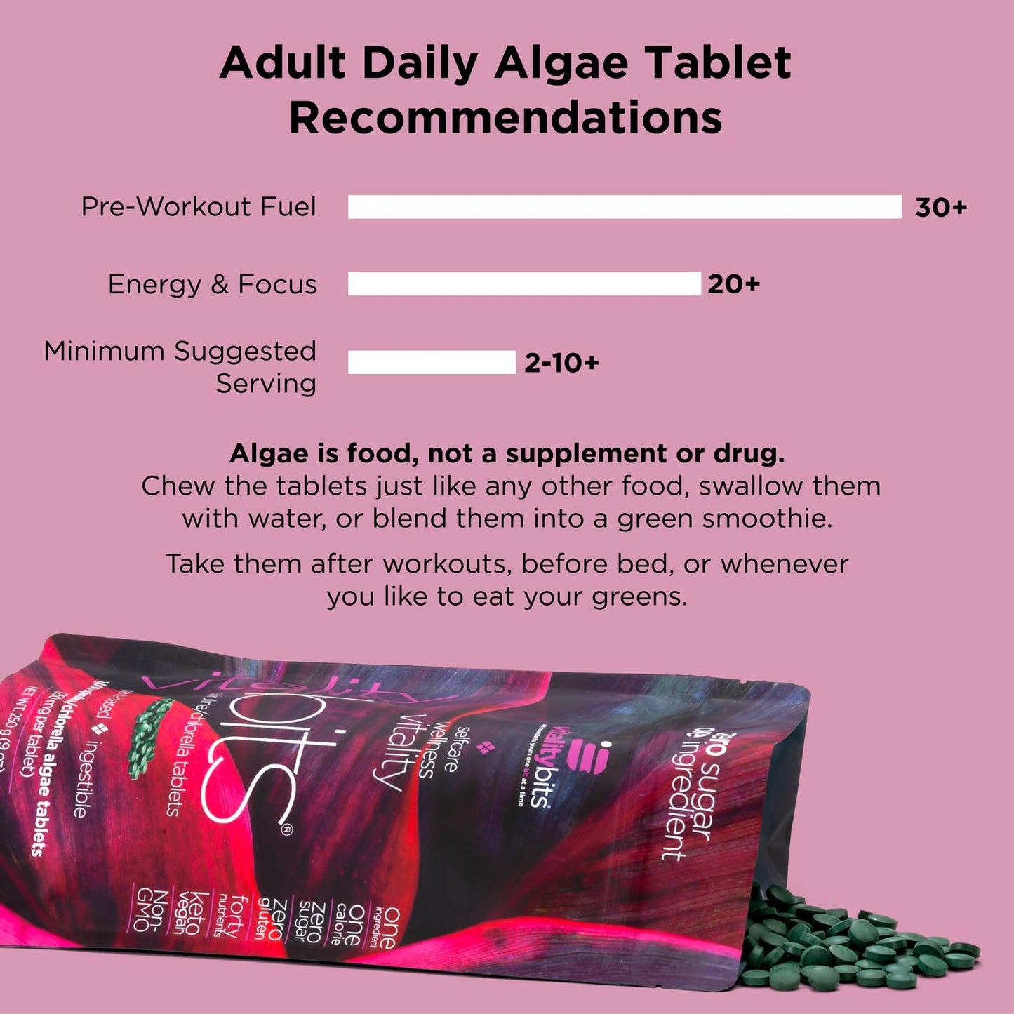Organic Spirulina & Chlorella Tablets for Energy, Beauty & Self Care - Algae Superfood Supplement - Vegan, Keto, Gluten Free - 60 Tablets