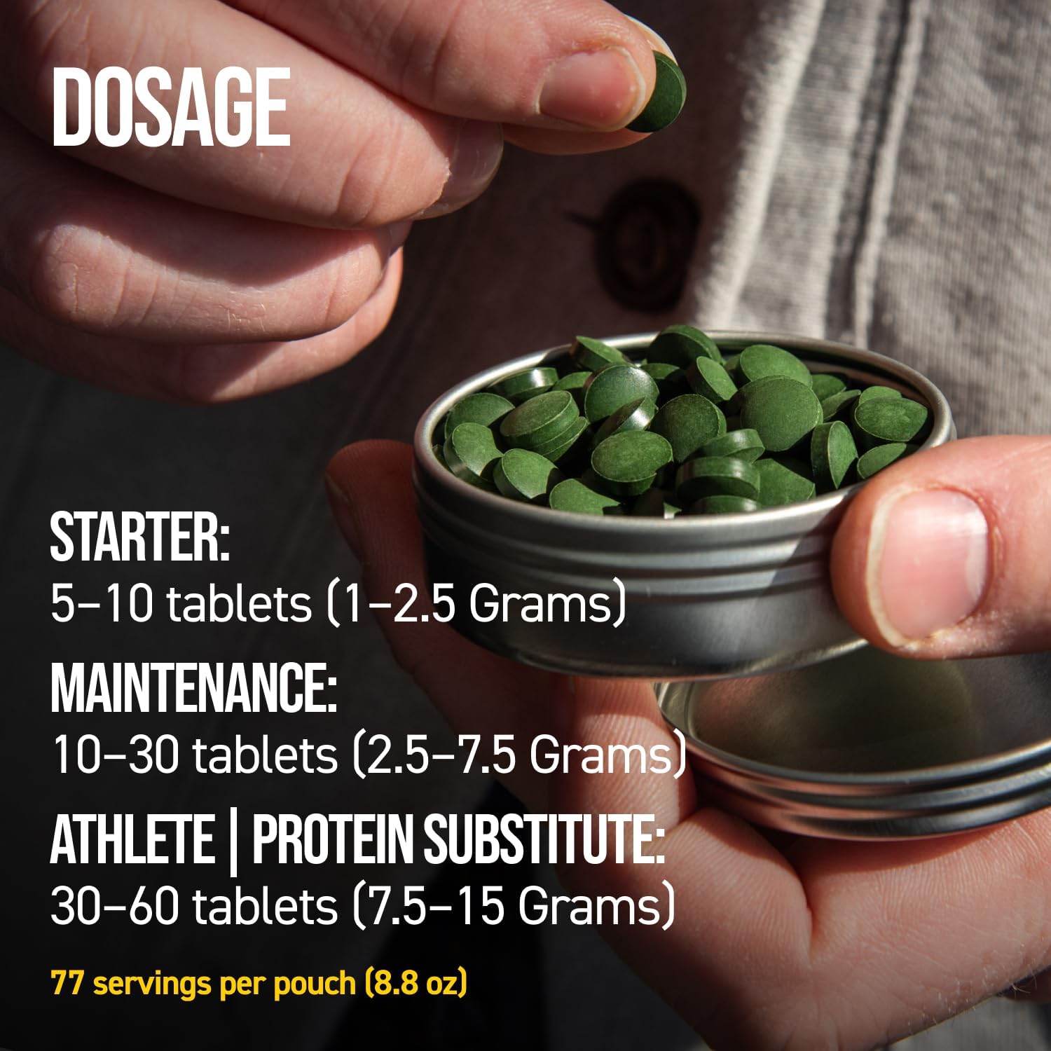 Organic Spirulina Chlorella Tablets for Travel | USDA Organic | 250 Tablets- 250 G (2.2 oz) | Vegan | Immune System Support | Alkalizing | Detoxifying | Protein-Rich