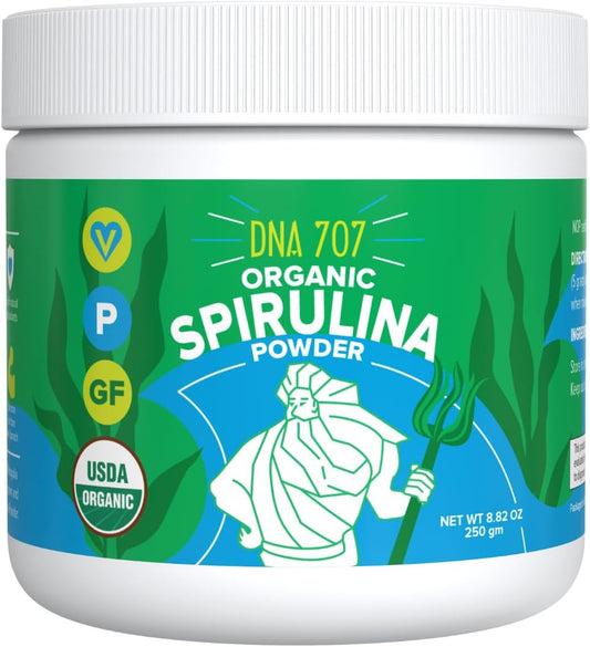 Organic Spirulina Powder - 83 Servings (8.82 oz / 250g) Non-GMO Blue Green Algae, Raw & Vegan - 250g Spirulina Powder