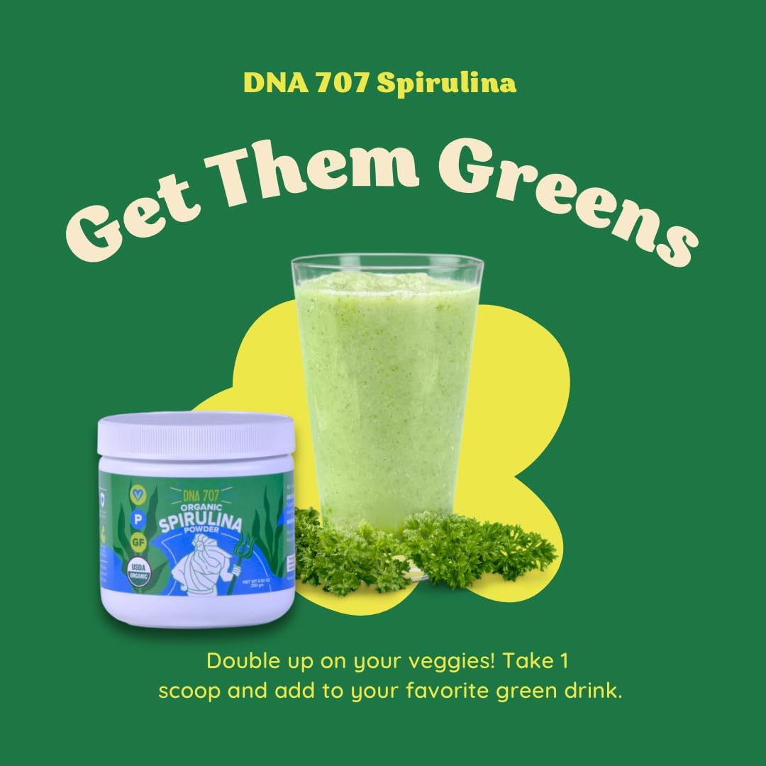 Organic Spirulina Powder - 83 Servings (8.82 oz / 250g) Non-GMO Blue Green Algae, Raw & Vegan - 250g Spirulina Powder