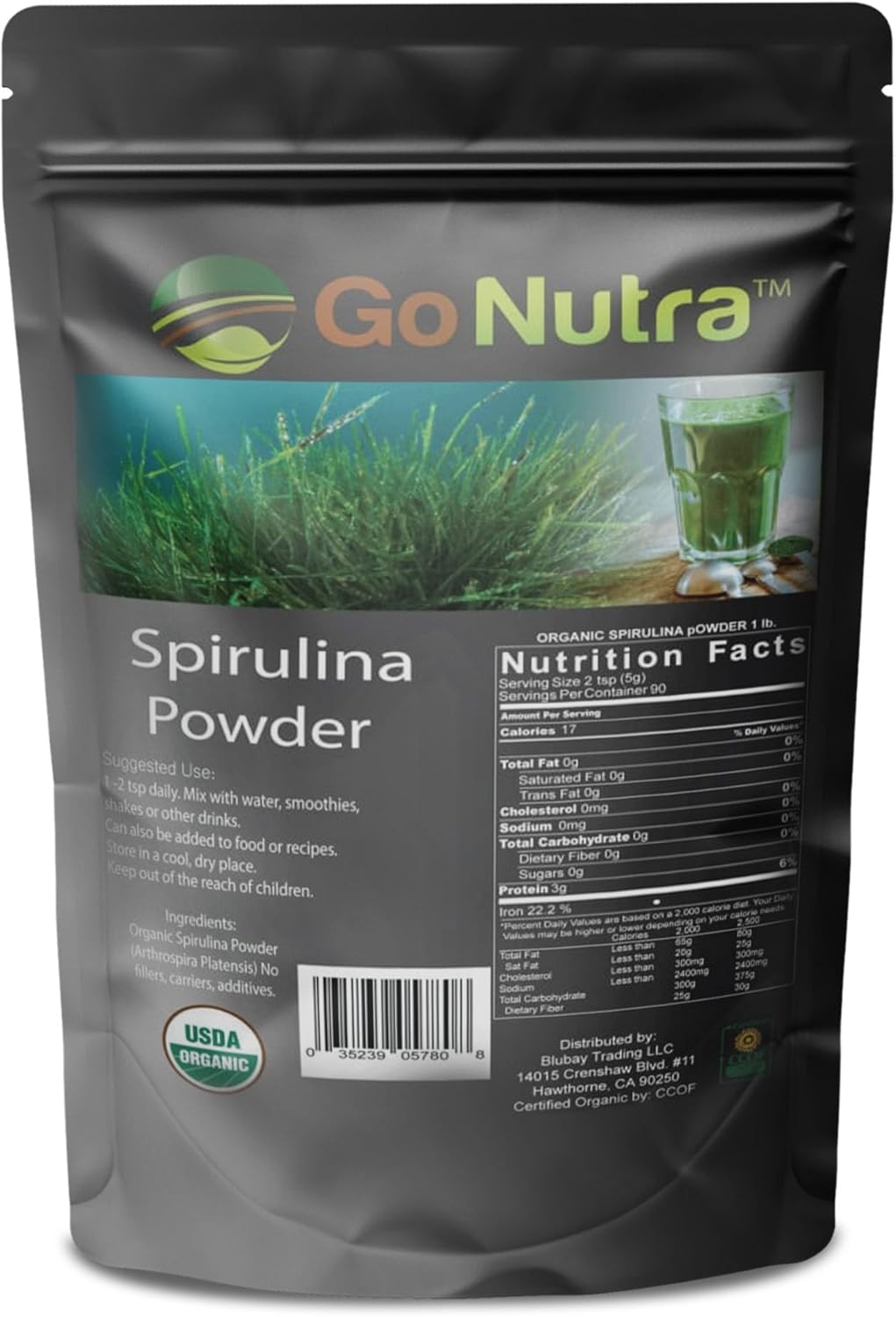 Organic Spirulina Powder - Non GMO Superfood Rich in Antioxidants, Minerals, Fiber & Protein - Vegan-Friendly - 1 lb.