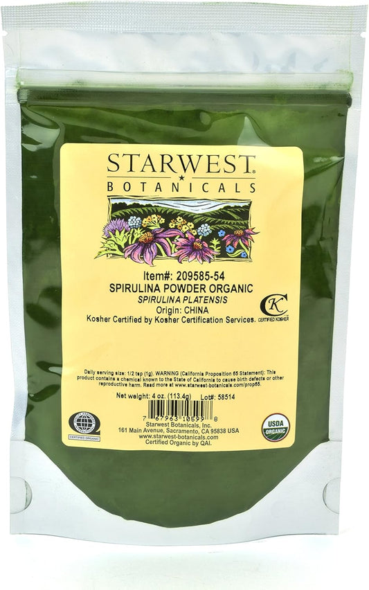 Organic Spirulina Powder by Starwest Botanicals - 4 Ounces
