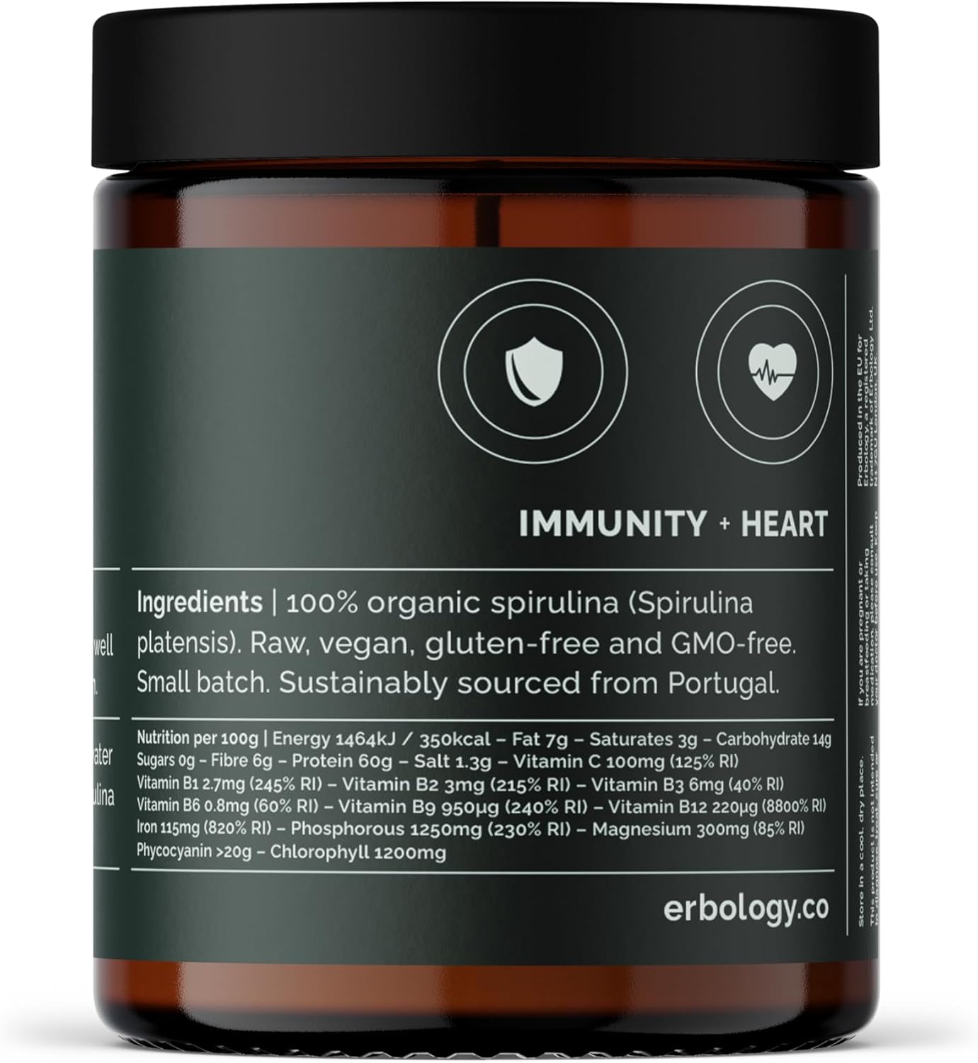 Organic Spirulina Powder from Portugal - 45 Servings - Energy & Immunity Support - Rich in Nutrients - Vegan & GMO-Free
