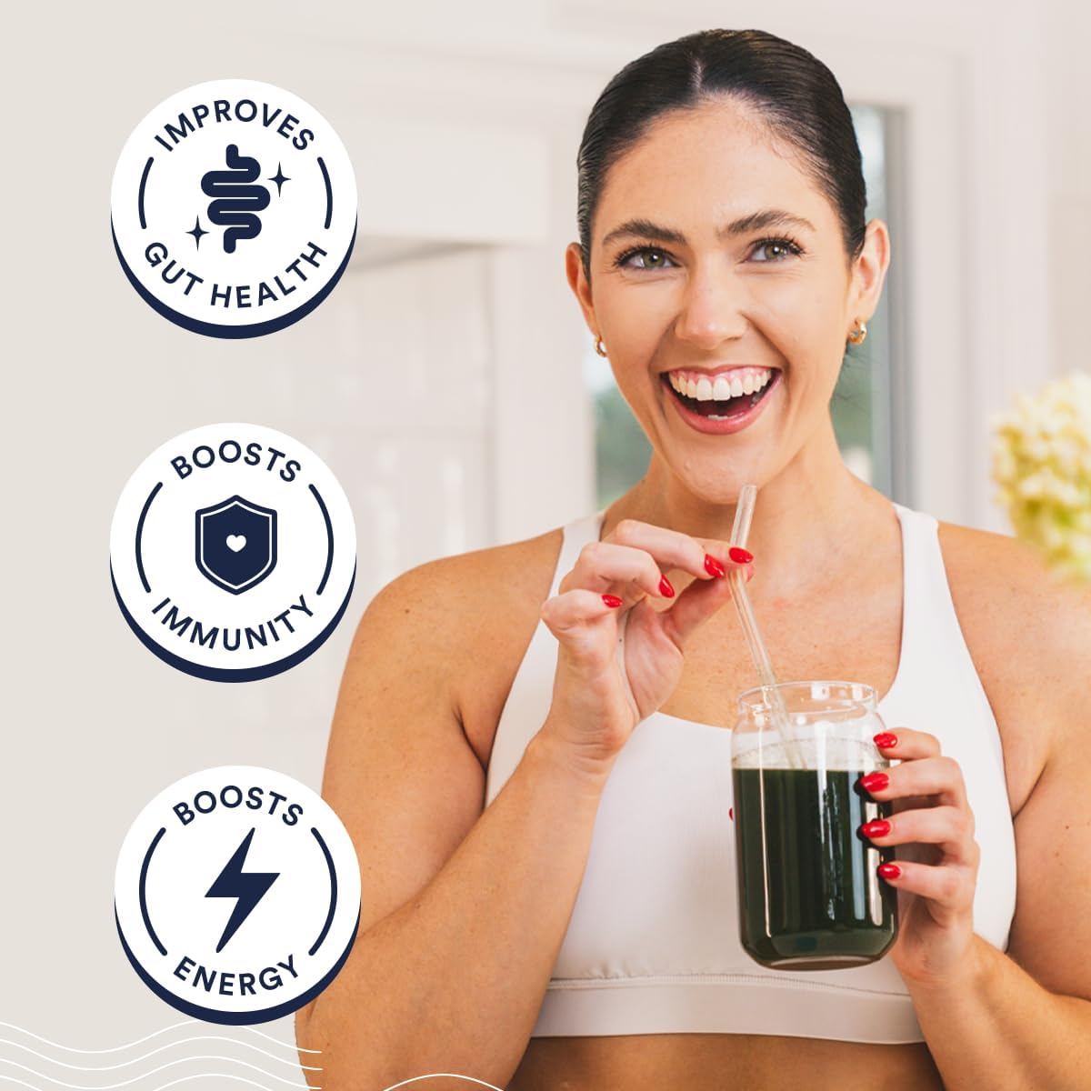 Organic Spirulina Superfood Powder - Pineapple Coconut Flavor, Antioxidant-Rich Blend for Energy, Digestion, & Debloating - 30 Servings