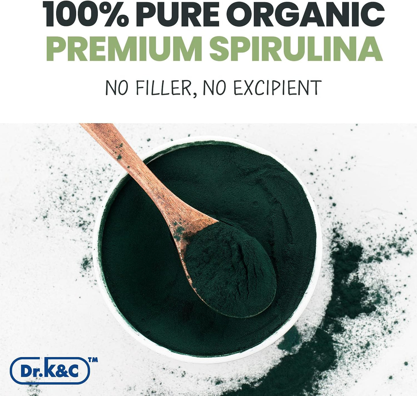 Organic Spirulina Superfood Supplement Capsules - 600mg Blue Green Microalgae for Immune System & Antioxidants - Vegan, Non-GMO, 240 Capsules (2 Pack)