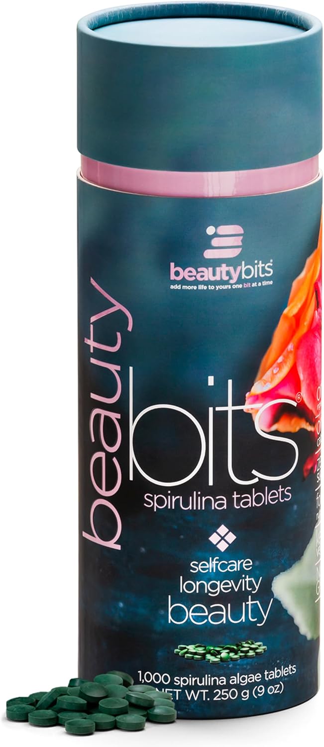 Organic Spirulina Tablets for Hair, Nails, and Skin - Algae Superfood with Collagen, Protein, and Chlorophyll - Vegan, Keto, Gluten Free - 1000 Tablet Can - BoostGo Australia