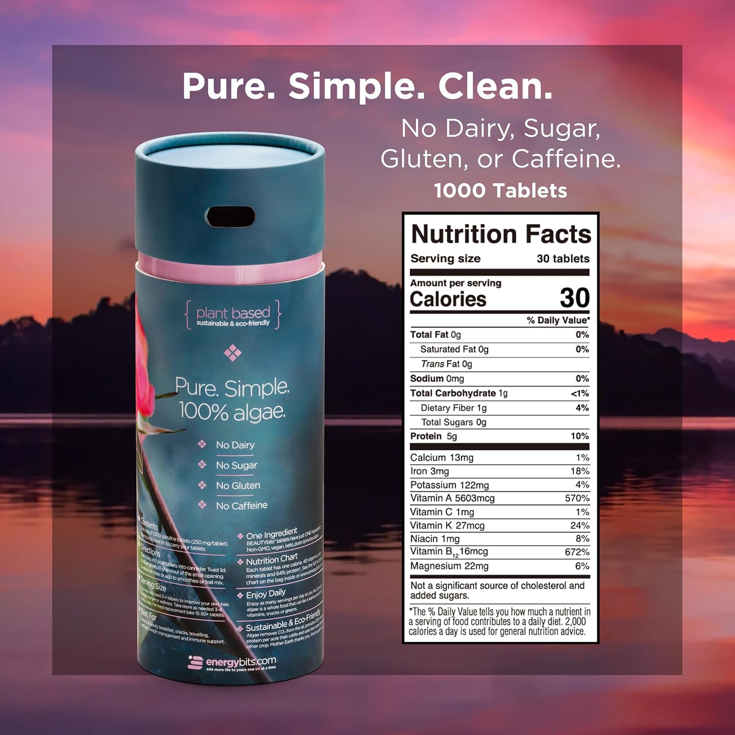 Organic Spirulina Tablets for Hair, Nails, and Skin - Algae Superfood with Collagen, Protein, and Chlorophyll - Vegan, Keto, Gluten Free - 1000 Tablet Can - BoostGo Australia