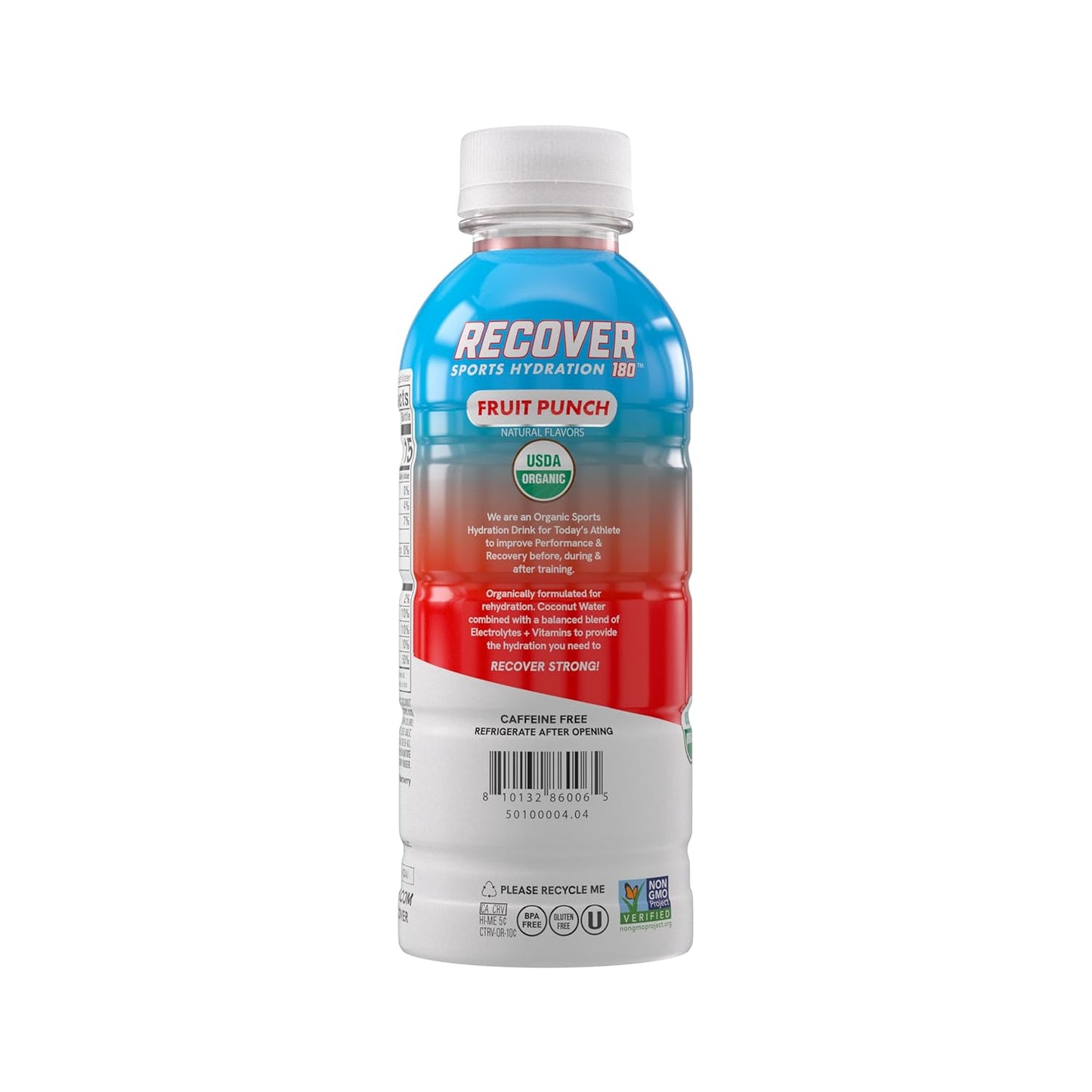 Organic Sports Hydration Drink with Electrolytes, Vitamins, and No Added Sugar - Fruit Punch Flavor (16.9 Fl Oz, Pack of 12)