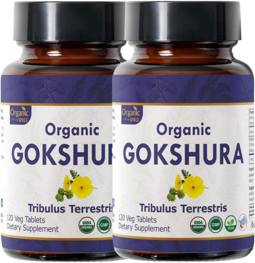 Organic Spree Gokshura Tablets - 240 Count | Vegan & USDA Certified | Immunity & Strength Support