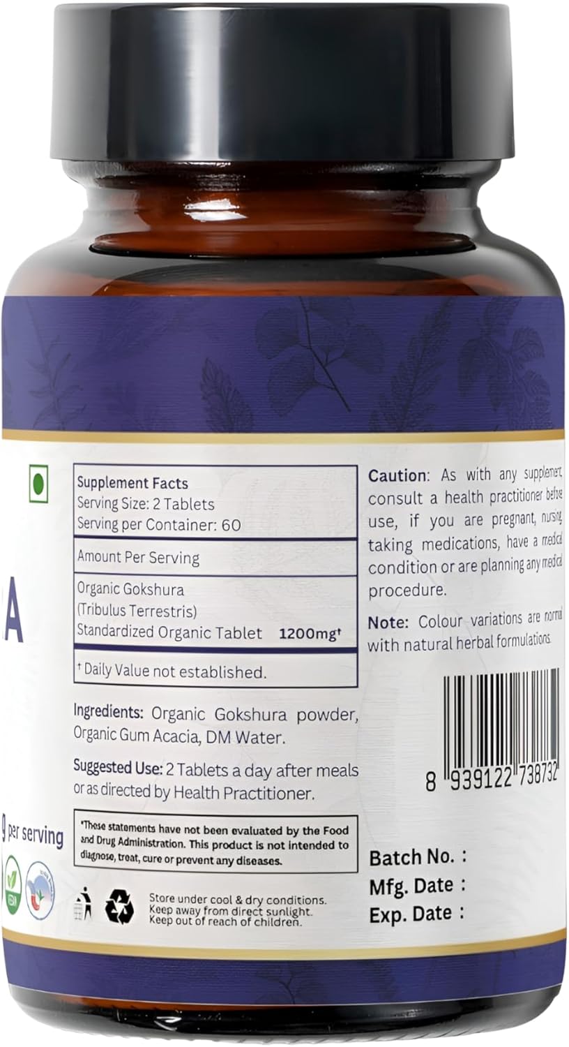 Organic Spree Gokshura Tablets - 240 Count | Vegan & USDA Certified | Immunity & Strength Support