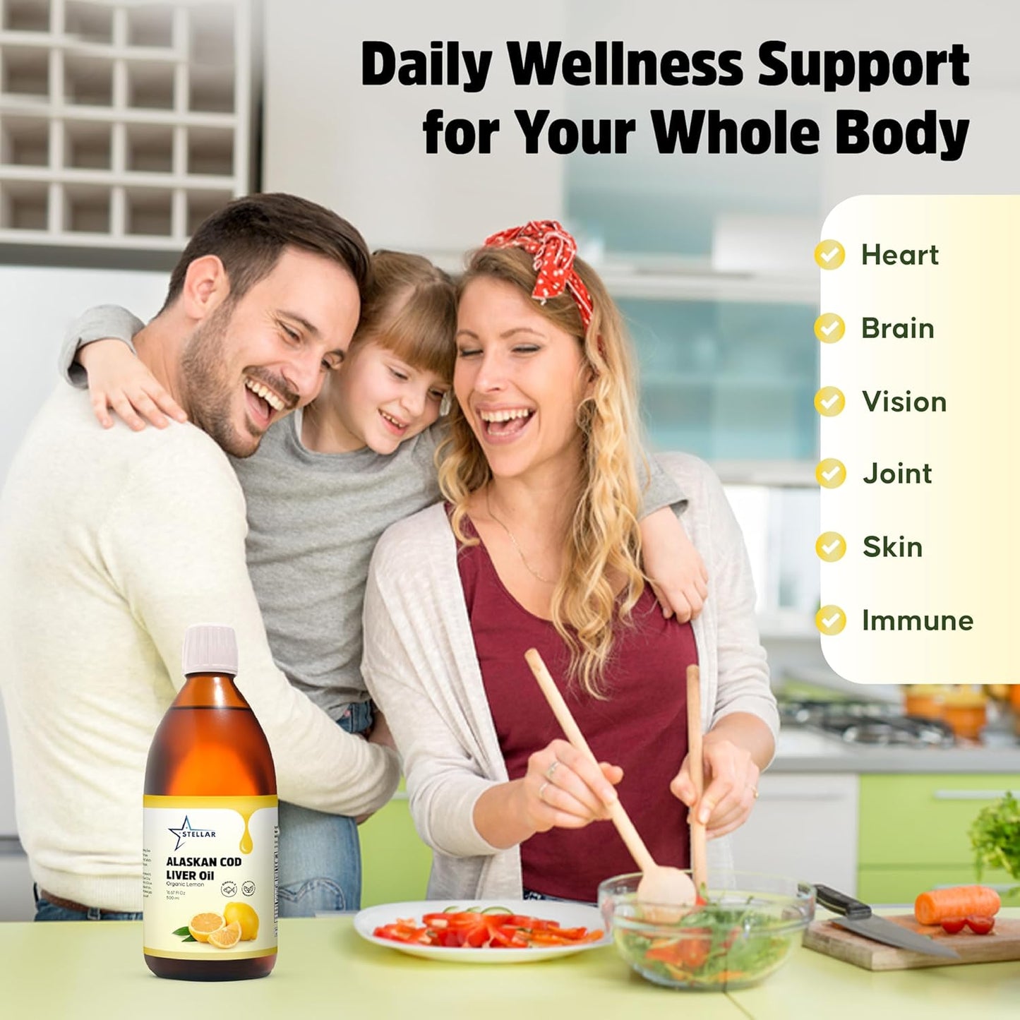 Organic Stellar Alaskan Cod Liver Oil with Omega-3 DHA/EPA & Vitamin D - Non-GMO, 16.67 oz - USA Wild-Caught - Supports Heart, Brain, Immune Health