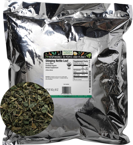 Organic Stinging Nettle Leaf 1lb Bulk Bag - Cut & Sifted for Nettle Tea, Kosher Certified