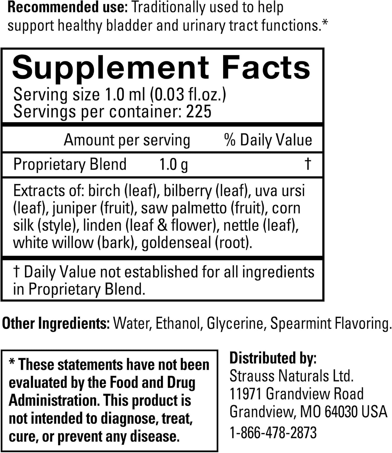 Organic Strauss Naturals Heartdrops for Urinary Health, Gluten-Free, Soy-Free, Non-GMO - 7.6 fl oz