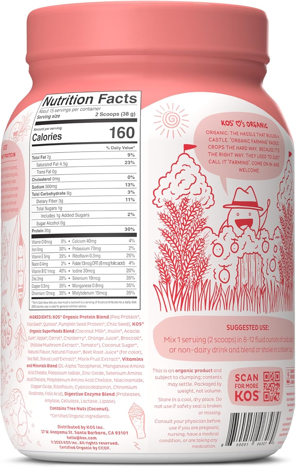 Organic Strawberries & Cream Plant Based Protein Powder - 28 Servings