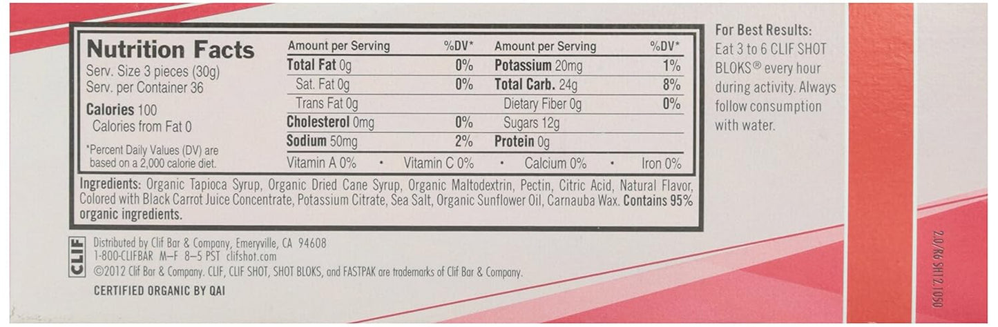 Organic Strawberry Clif Shot Blok Energy Chews - 2.1oz Pack