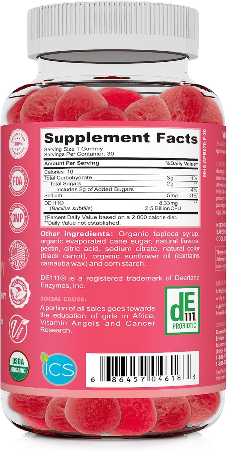 Organic Strawberry Flavored Kid's Probiotic Gummies for Digestive Health - 90ct (3 Pack)