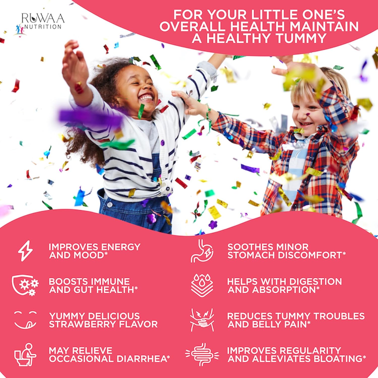 Organic Strawberry Flavored Kid's Probiotic Gummies for Digestive Health - 90ct (3 Pack)