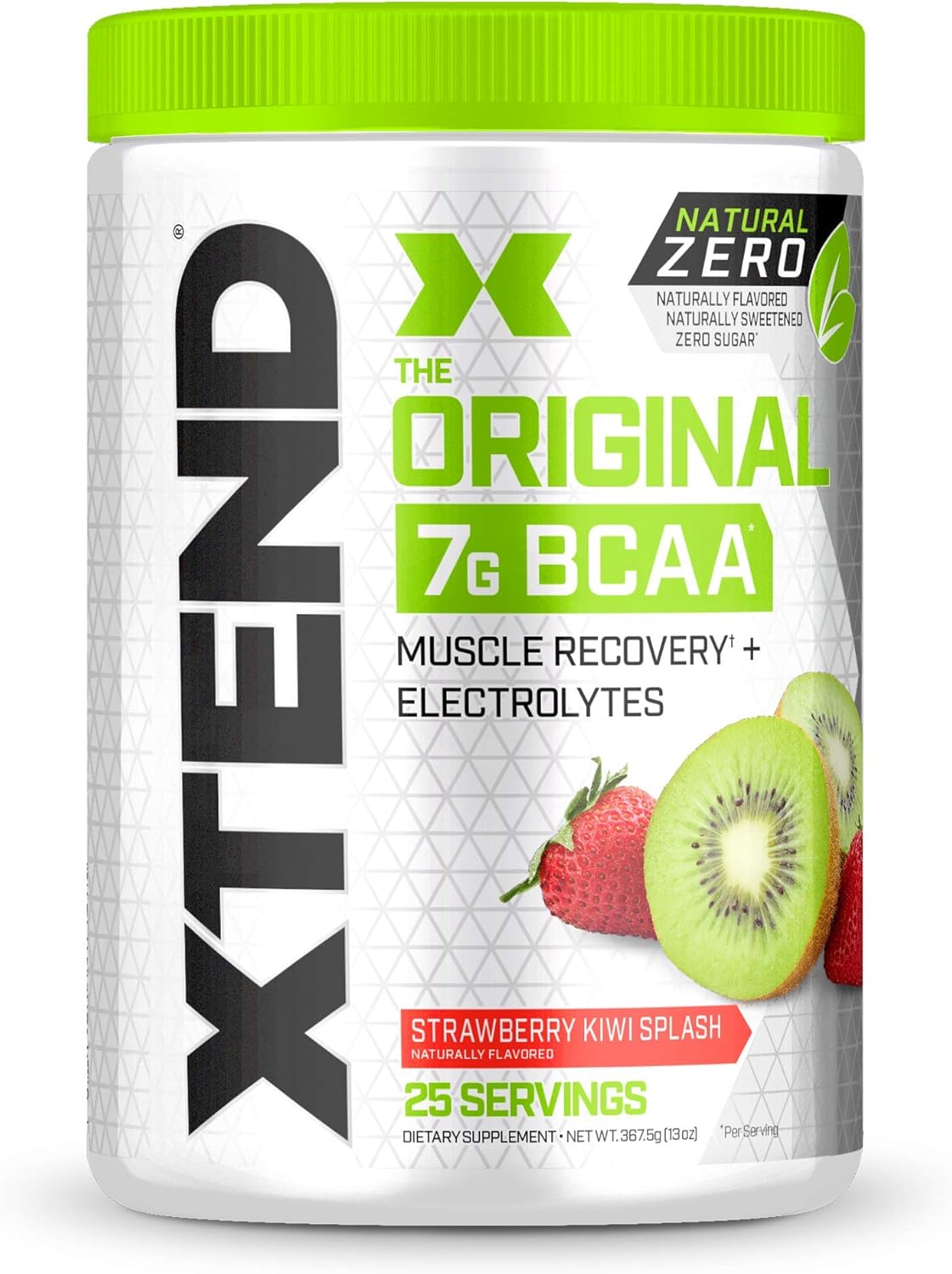 Organic Strawberry Kiwi BCAA Powder without Artificial Additives | Post Workout Drink with Amino Acids | 7g BCAAs | 25 Servings