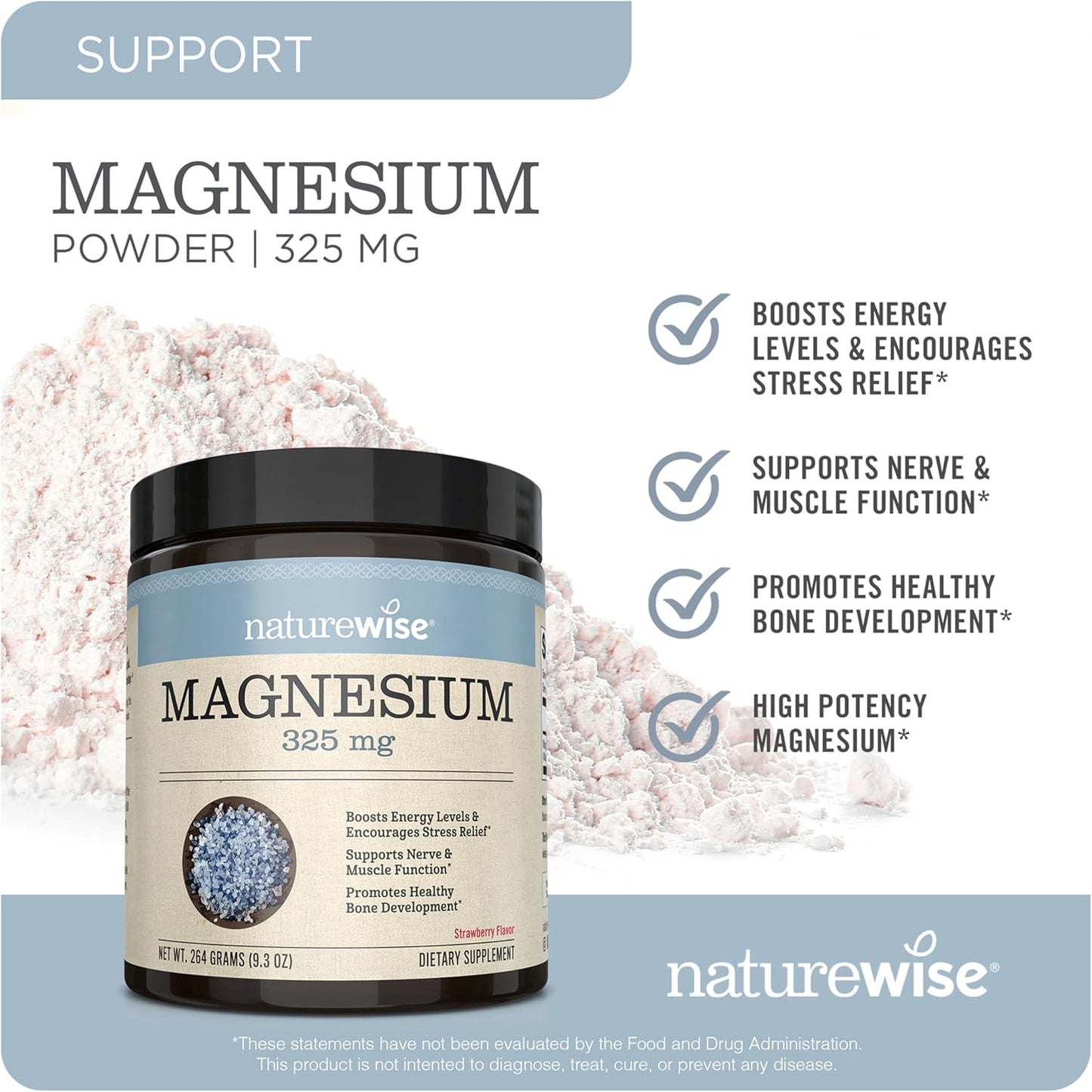 Organic Strawberry Lemonade Magnesium Citrate Powder for Sleep, Calm, Muscle & Bone Health - Non-GMO, Gluten-Free - 60 Servings