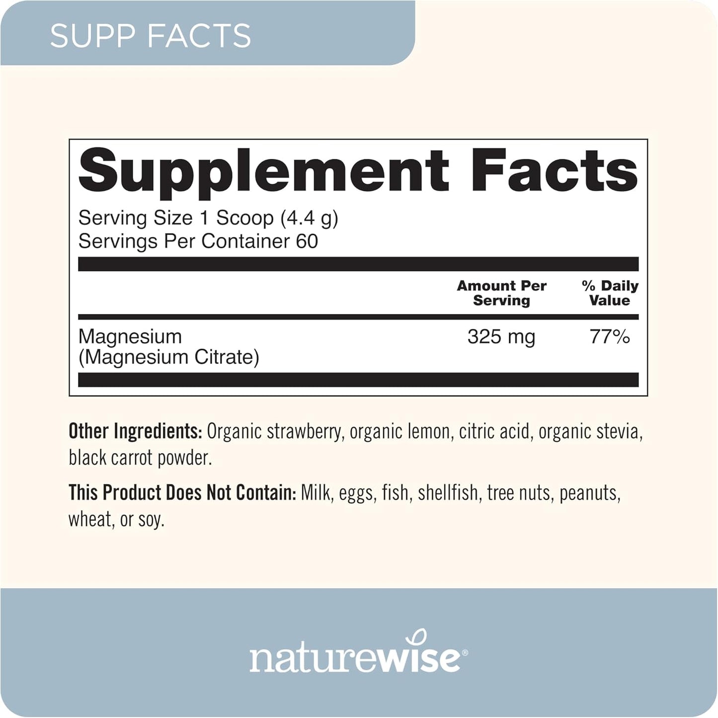 Organic Strawberry Lemonade Magnesium Citrate Powder for Sleep, Calm, Muscle & Bone Health - Non-GMO, Gluten-Free - 60 Servings
