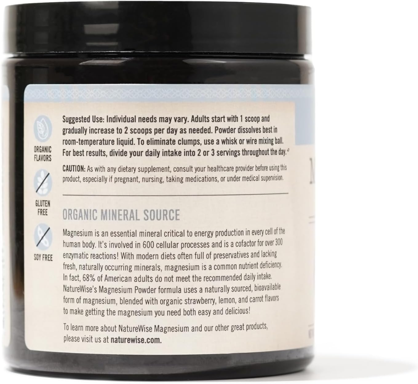 Organic Strawberry Lemonade Magnesium Citrate Powder for Sleep, Calm, Muscle & Bone Health - Non-GMO, Gluten-Free - 60 Servings