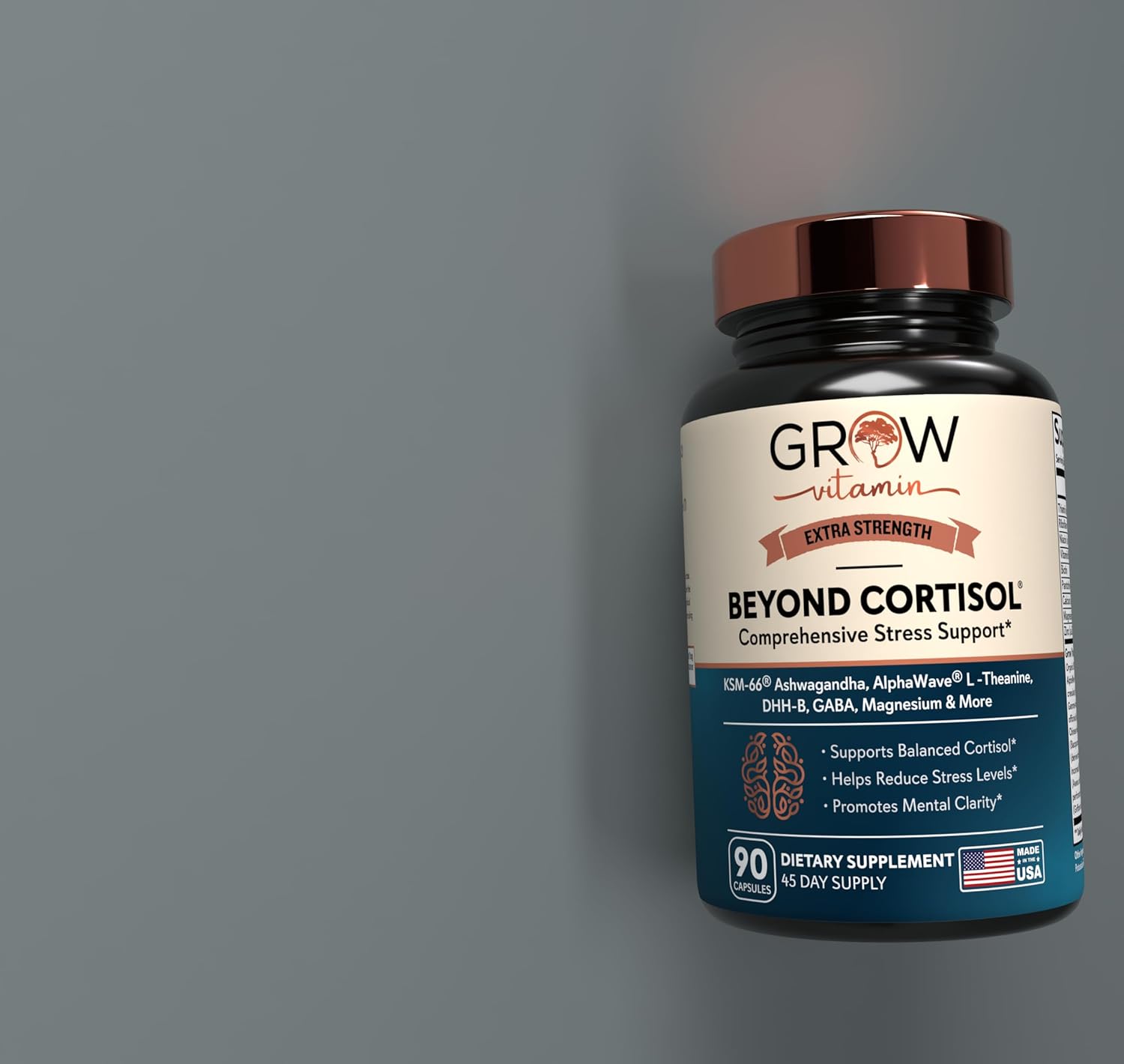 Organic Stress Relief Capsules with Ashwagandha, L-Theanine, GABA, Magnesium, 5-HTP - Mood & Focus Support - 90 Capsules