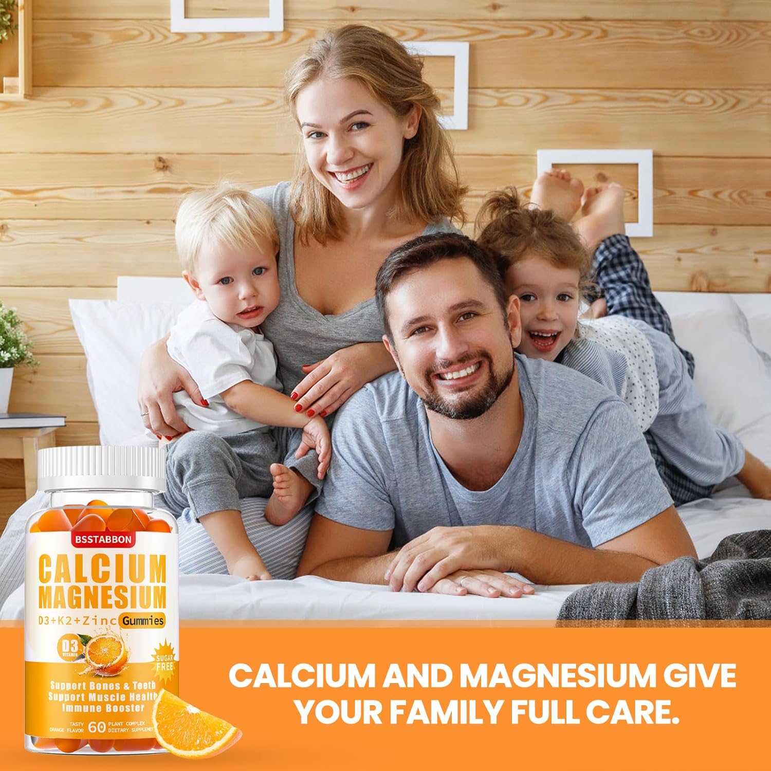 Organic Sugar-Free Calcium Magnesium Zinc Gummies with Vitamin D3 K2 - High Absorption Immune Strength Support for Adults - Vegan Chewable Gummy (60 Count)