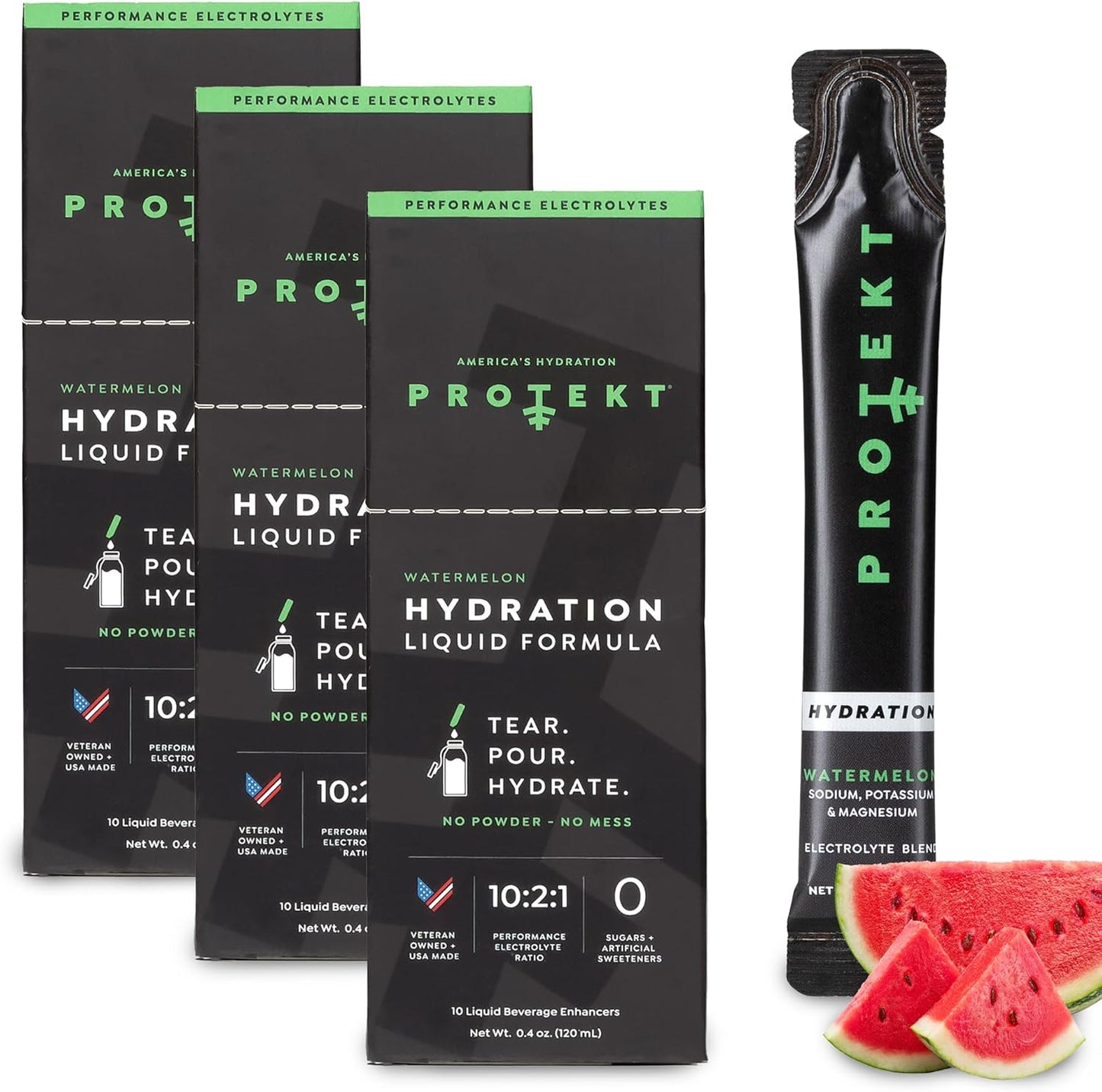 Organic Sugar-Free Electrolyte Drink Packets for Fast Hydration | Watermelon Flavor | Convenient On-the-Go Liquid Hydration | 30 Pack